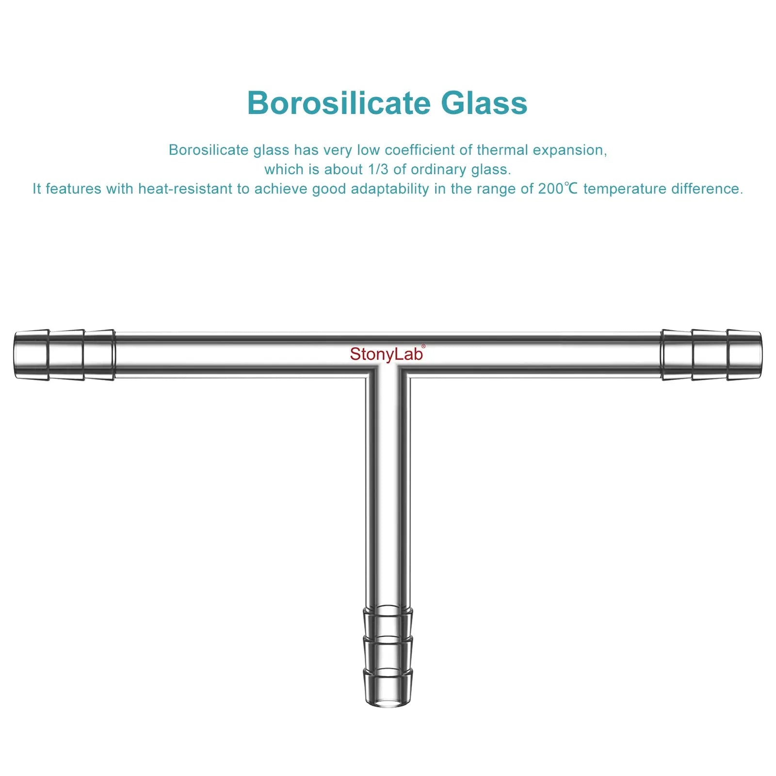 Side view and dimensional layout of the durable StonyLab T-Shaped 3-Way Gas Circulation Connection Adapter