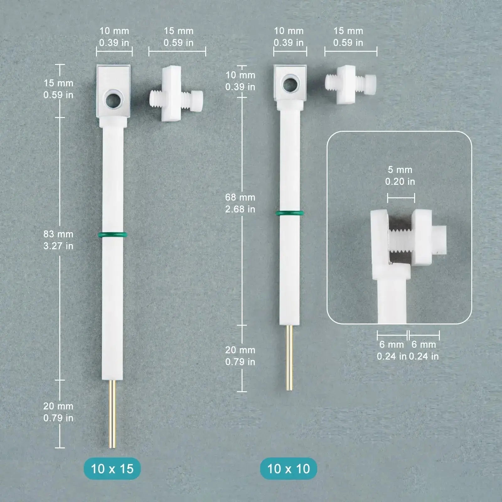 Side view and dimensional layout of the durable StonyLab Titanium Sheet Electrode Holder