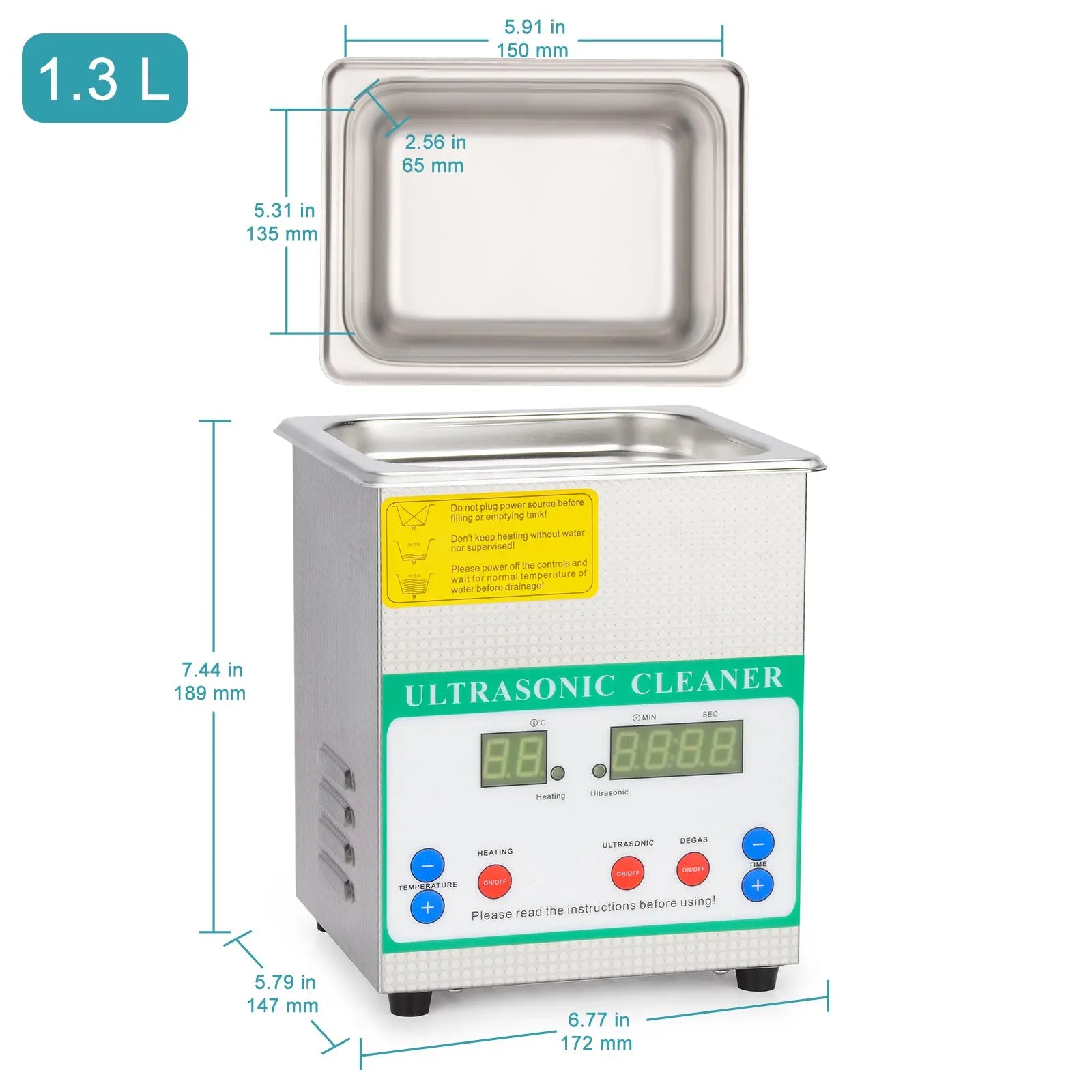 Ultrasonic Cleaner, 1.3-10 L, Digital Heating & Timer, 40 kHz Lab Glassware Cleaner, 304 Stainless Steel Cleaners-Ultrasonic