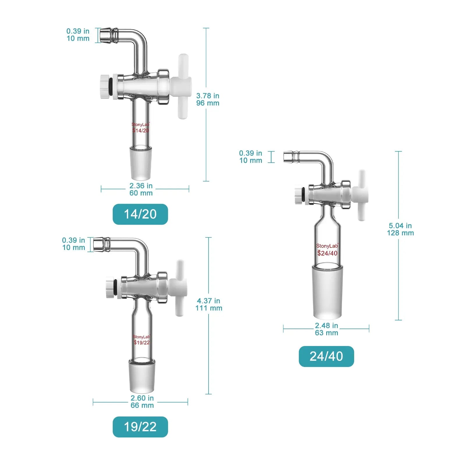 Close-up view showing the precise design and material of StonyLab Vacuum Flow Control Adapter