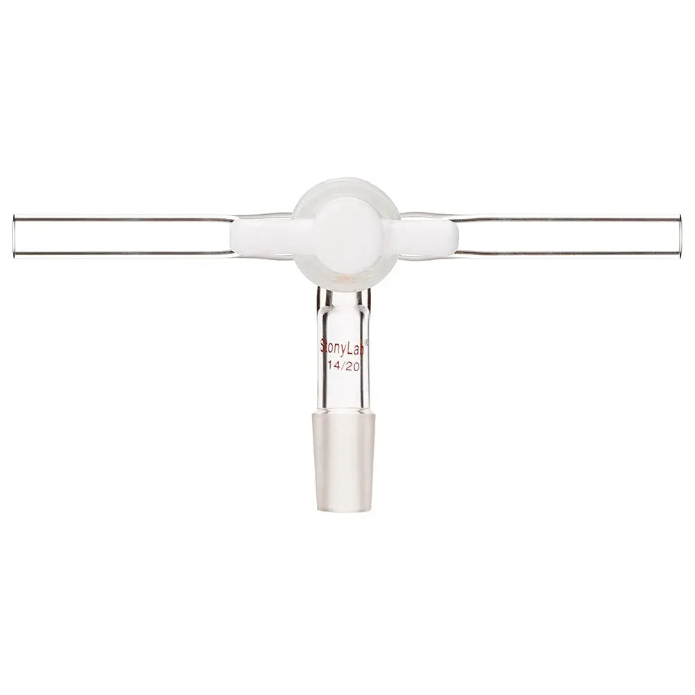 Alternative angle showing underlying build quality of StonyLab Vacuum Flow Control Inlet Adapter with Dual Hose and PTFE Stopcock