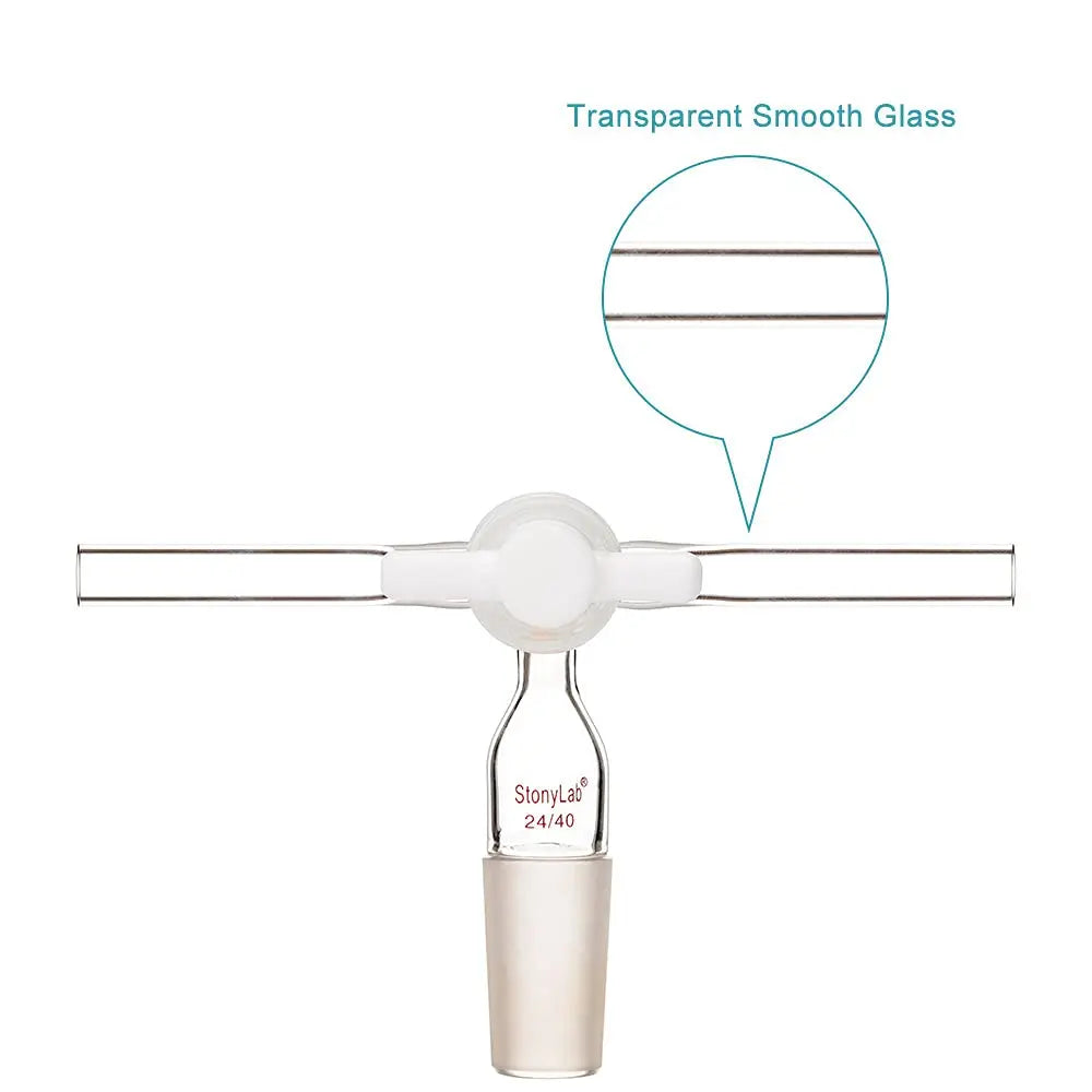 StonyLab Vacuum Flow Control Inlet Adapter with Dual Hose and PTFE Stopcock heavy duty chemical processing configuration