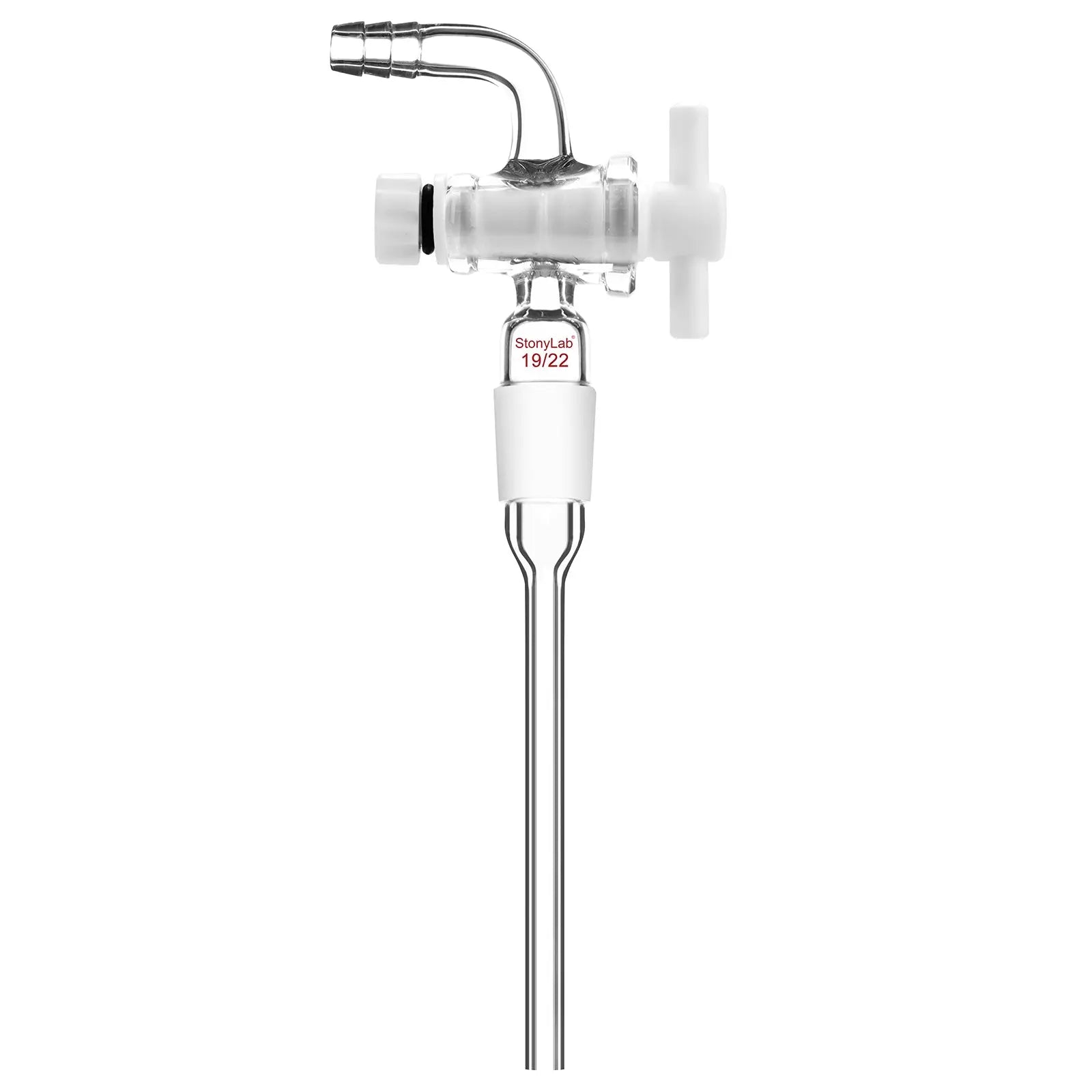 Close-up view showing the precise design and material of StonyLab Vacuum PTFE Flow Control Adapter