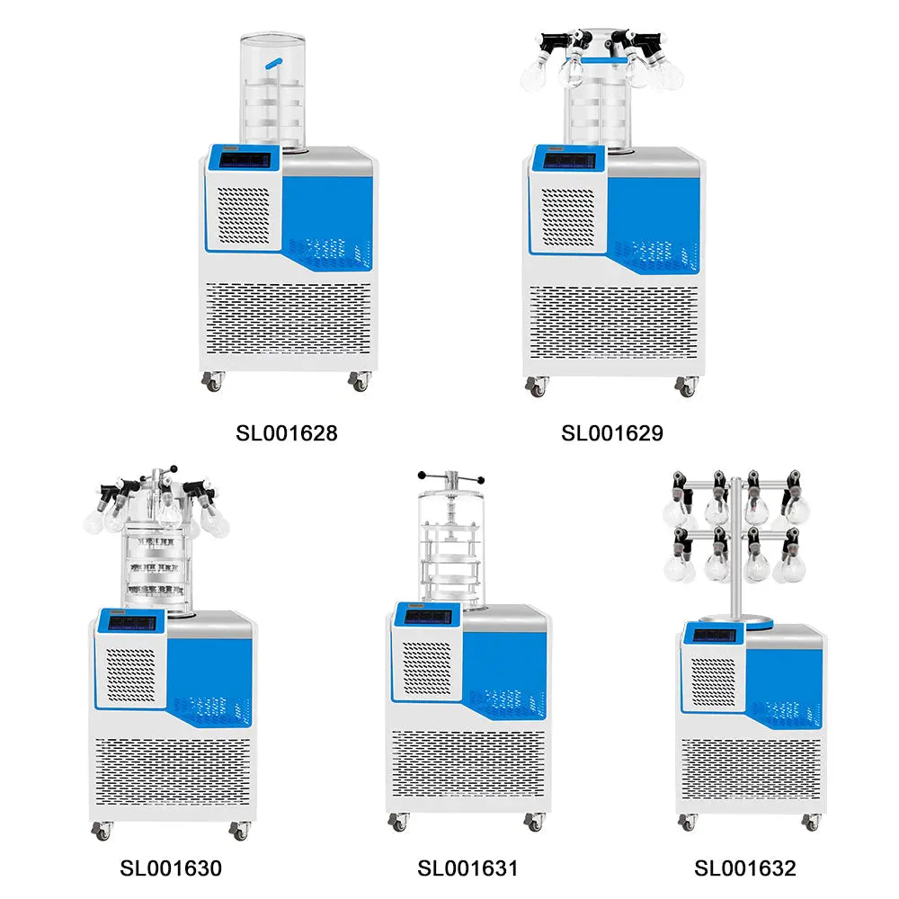 Close-up view showing the precise design and material of StonyLab Vertical Freeze Dryer with Vacuum Pump