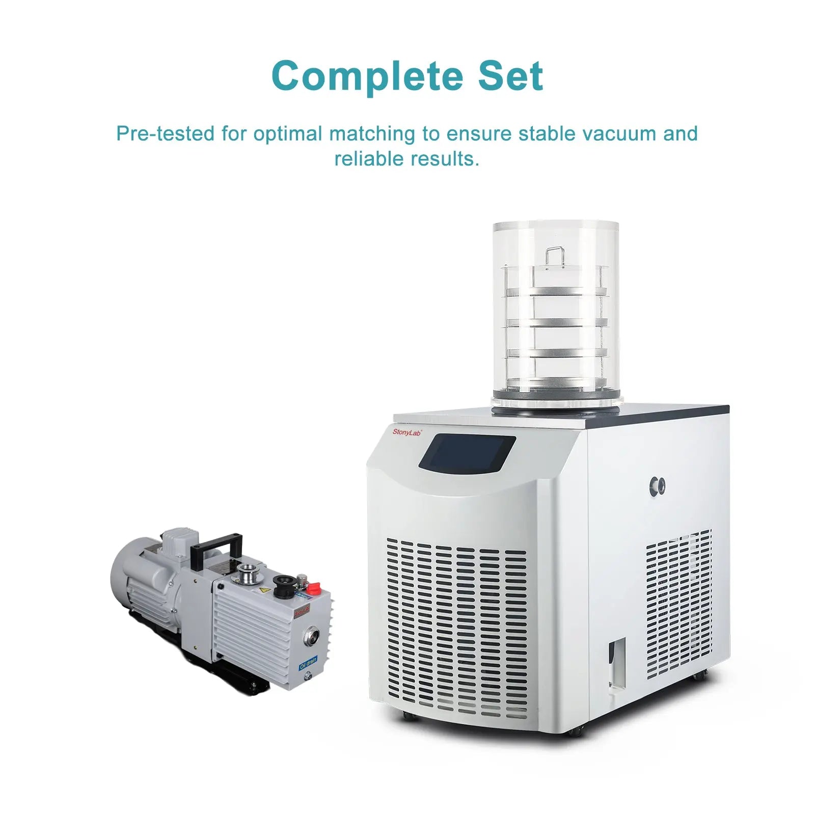 StonyLab Vertical Freeze Dryer with Vacuum Pump heavy duty chemical processing configuration