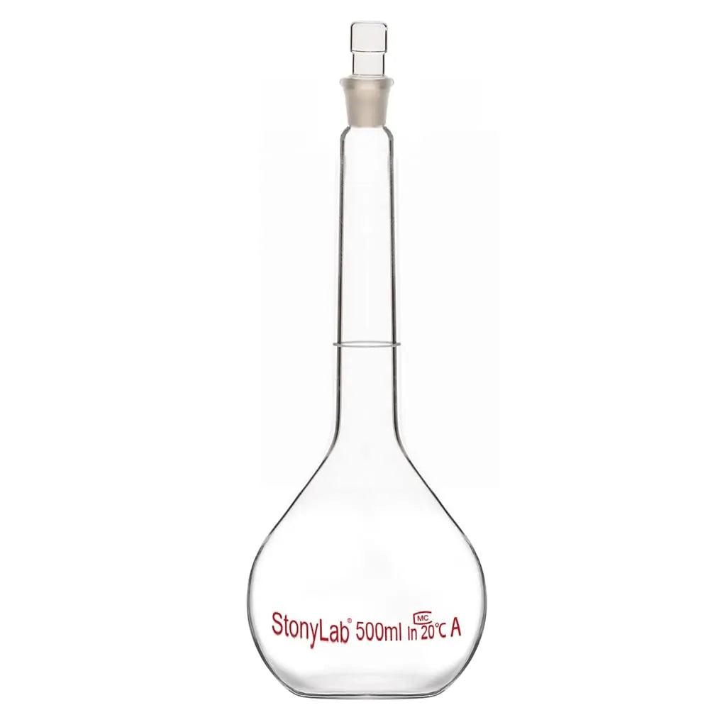 StonyLab Volumetric Flask Class A with Glass Stopper for professional laboratory applications