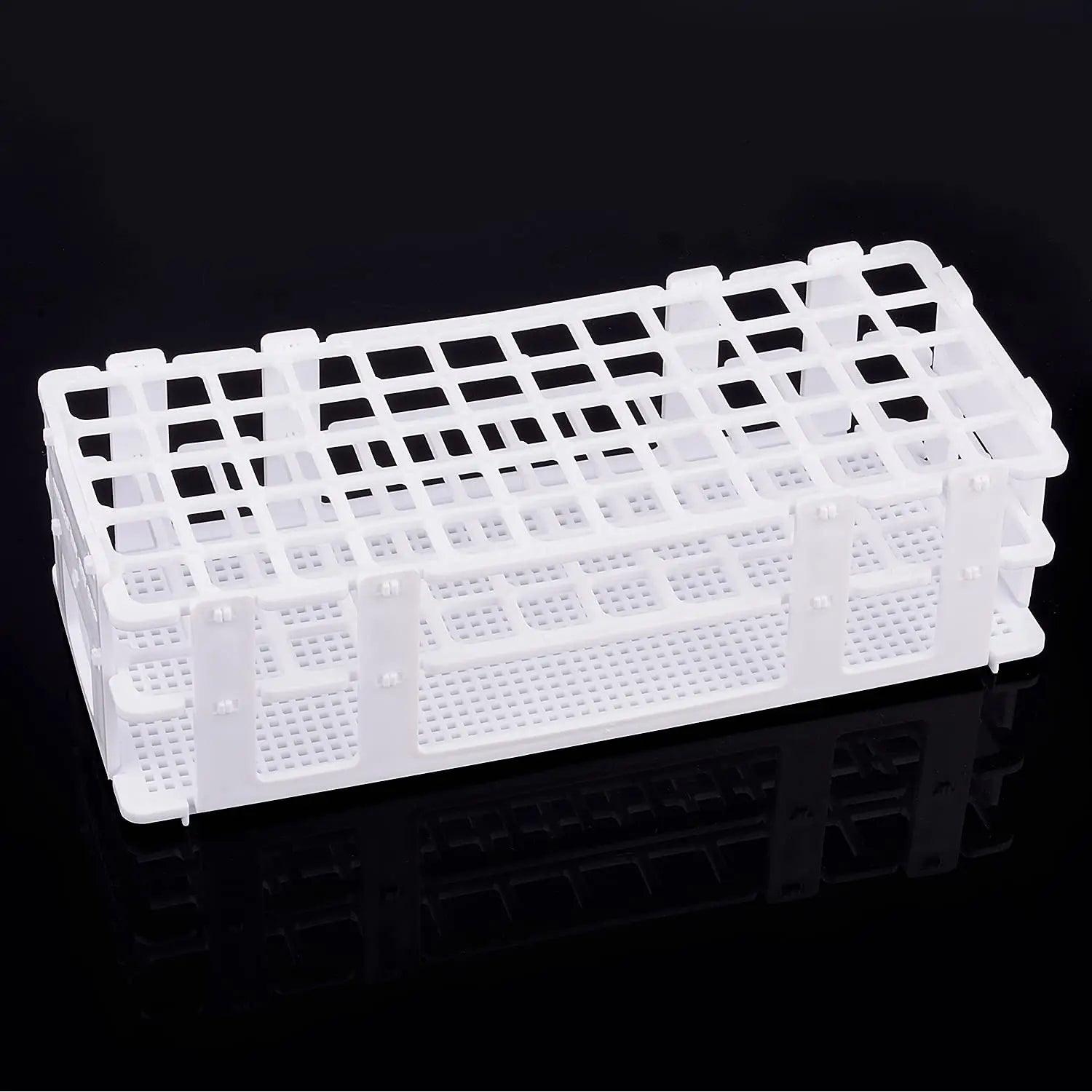 StonyLab White Plastic Test Tube Rack heavy duty chemical processing configuration