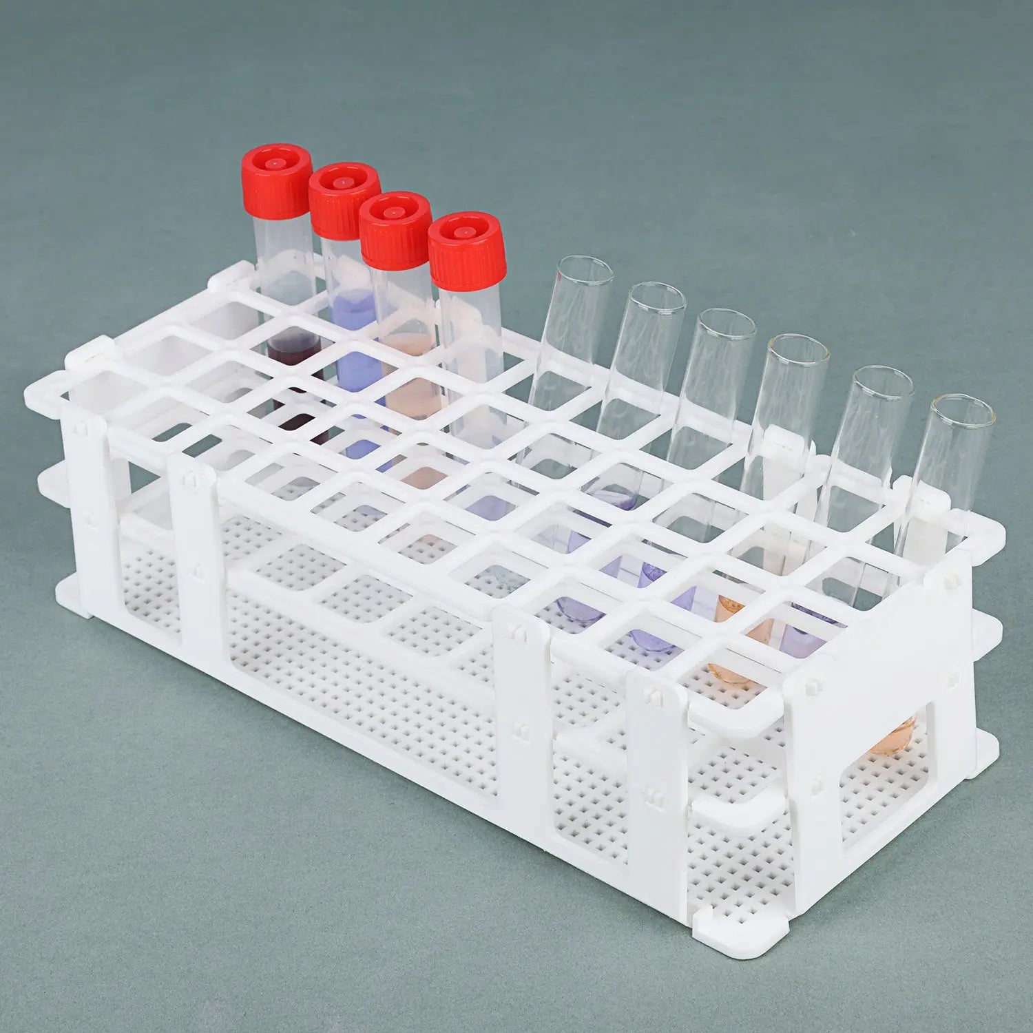 Comprehensive product view and setup components for StonyLab White Plastic Test Tube Rack