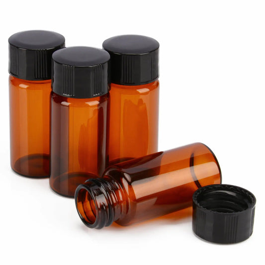 Brown Glass Sample Vials , 10 ml / (0.3 oz), Pack of 40 - StonyLab Tubes & Vials 