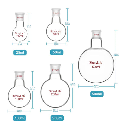1 Neck Round Bottom Flask, 19/22 Joint, 25-500 ml Flasks-Round Bottom