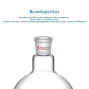 Side view and dimensional layout of the durable StonyLab 1 Neck Round Bottom Flask