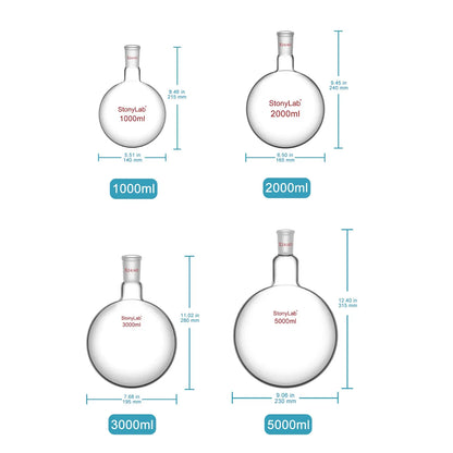 1 Neck Round Bottom Flask, 24/40 Joint, 25-5000 ml Flasks-Round Bottom-1 Neck