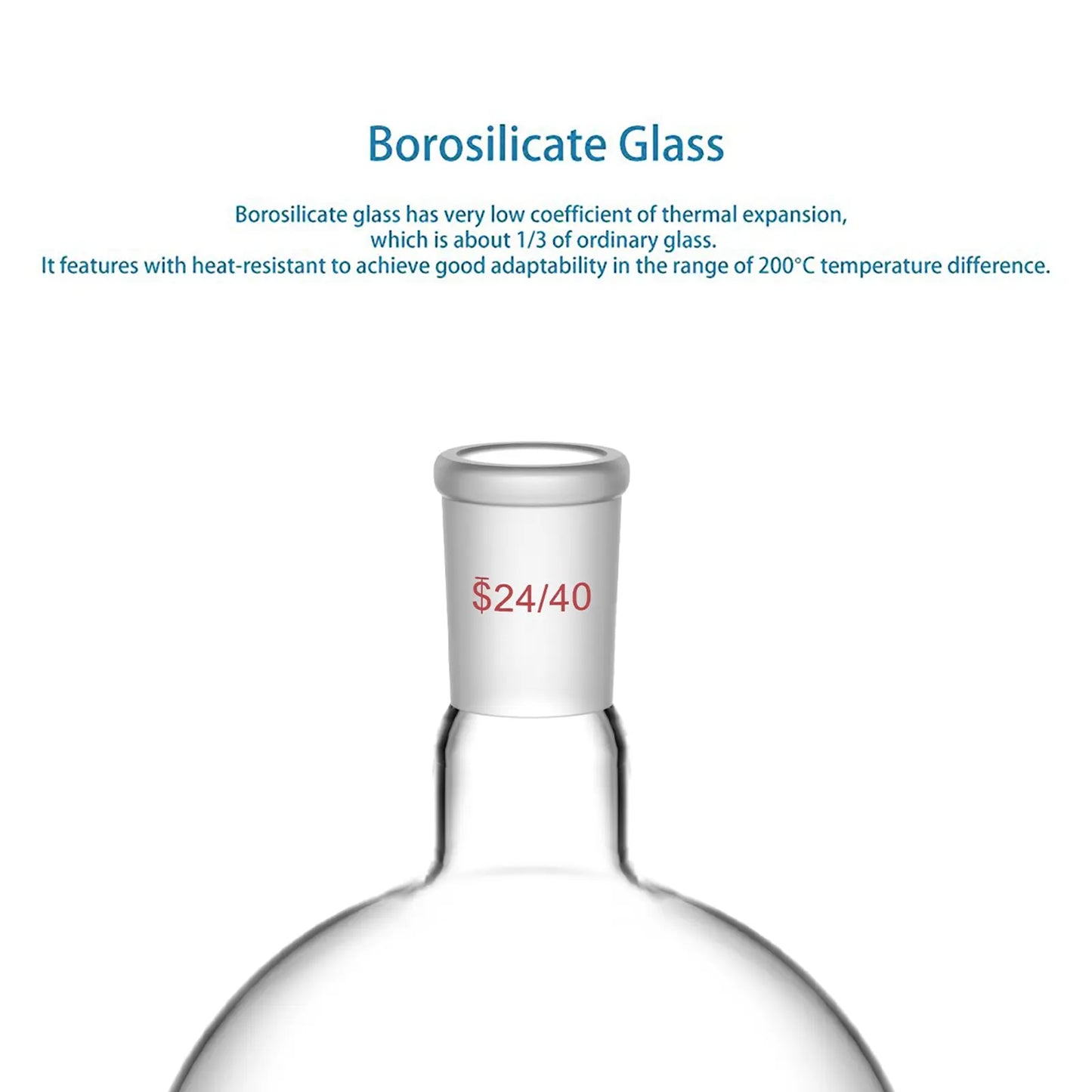 1 Neck Round Bottom Flask, 24/40 Joint, 25-5000 ml Flasks-Round Bottom-1 Neck