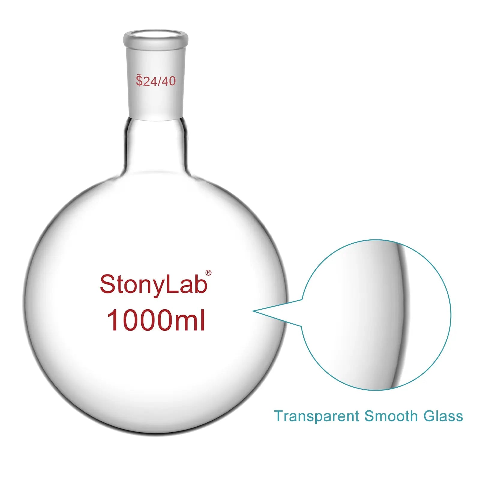 1 Neck Round Bottom Flask, 24/40 Joint, 25-5000 ml Flasks-Round Bottom-1 Neck