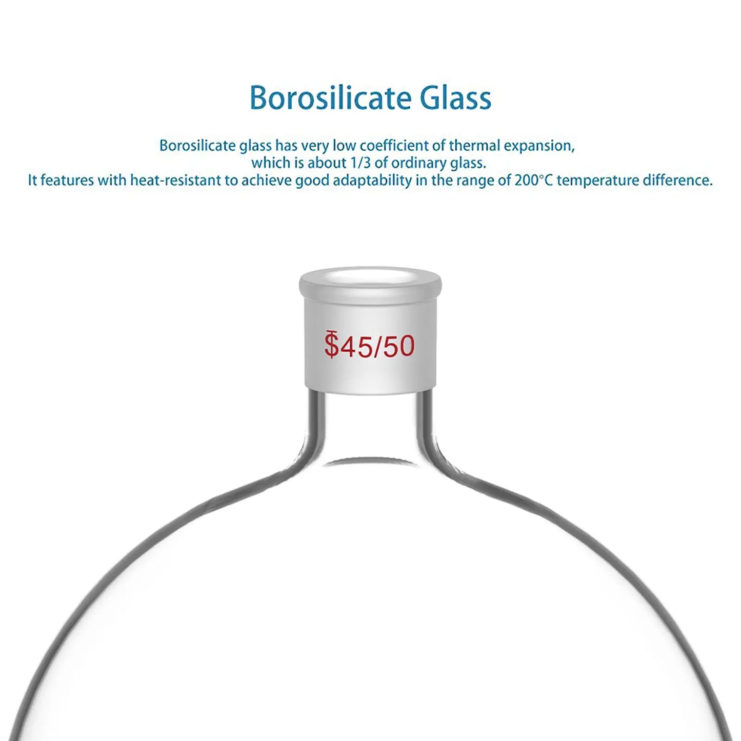 1-Neck Round Bottom Flask, 45/50 Center and two 24/40 Side Joints, 5-20 L Flasks-Round Bottom