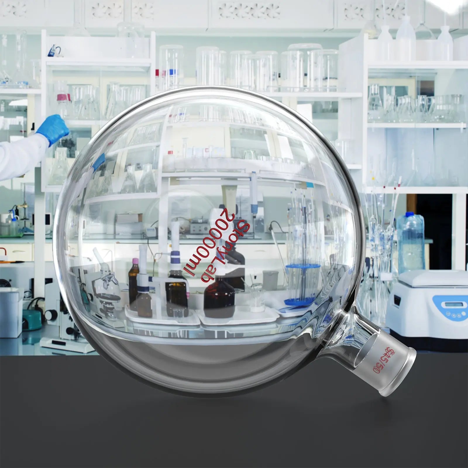 1-Neck Round Bottom Flask, 45/50 Center and two 24/40 Side Joints, 5-20 L Flasks-Round Bottom