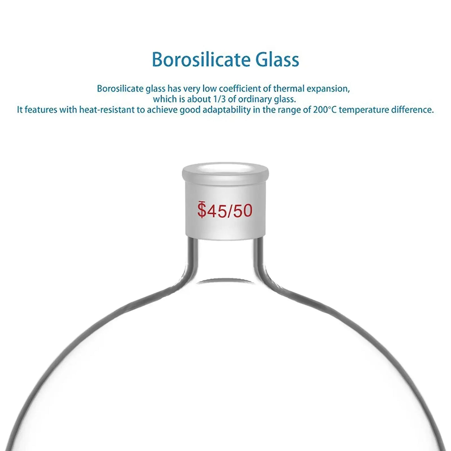 1-Neck Round Bottom Flask, 45/50 Center and two 24/40 Side Joints, 5-20 L Flasks-Round Bottom