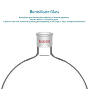 Side view and dimensional layout of the durable StonyLab 1-Neck Round Bottom Flask