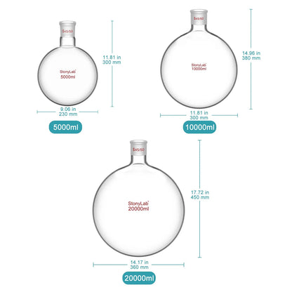1-Neck Round Bottom Flask, 45/50 Joints, 5-20 L Flasks-Round Bottom-1 Neck