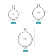 Close-up view showing the precise design and material of StonyLab 1-Neck Round Bottom Flask