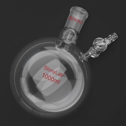 1 Neck Round Bottom Reaction Flask, 24/40 Joint, Glass Stopcock Valve, 50-1000 ml Flasks-Round Bottom-1 Neck