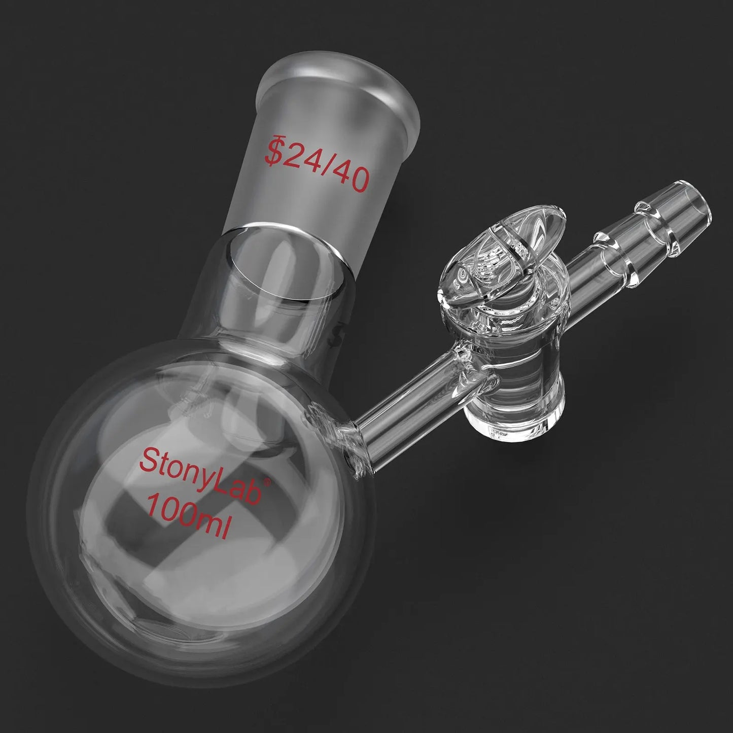 1 Neck Round Bottom Reaction Flask, 24/40 Joint, Glass Stopcock Valve, 50-1000 ml Flasks-Round Bottom-1 Neck