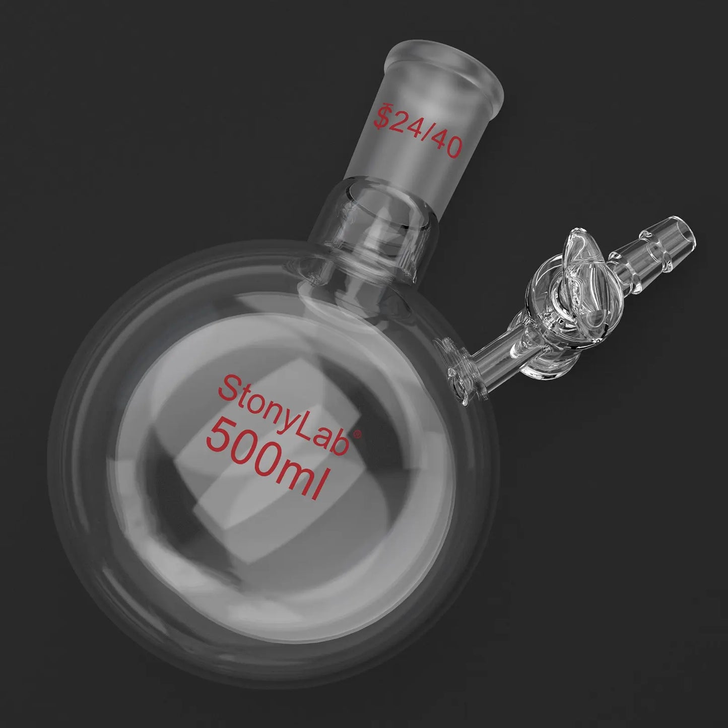 1 Neck Round Bottom Reaction Flask, 24/40 Joint, Glass Stopcock Valve, 50-1000 ml Flasks-Round Bottom-1 Neck