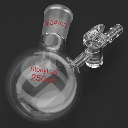 1 Neck Round Bottom Reaction Flask, 24/40 Joint, Glass Stopcock Valve, 50-1000 ml Flasks-Round Bottom-1 Neck