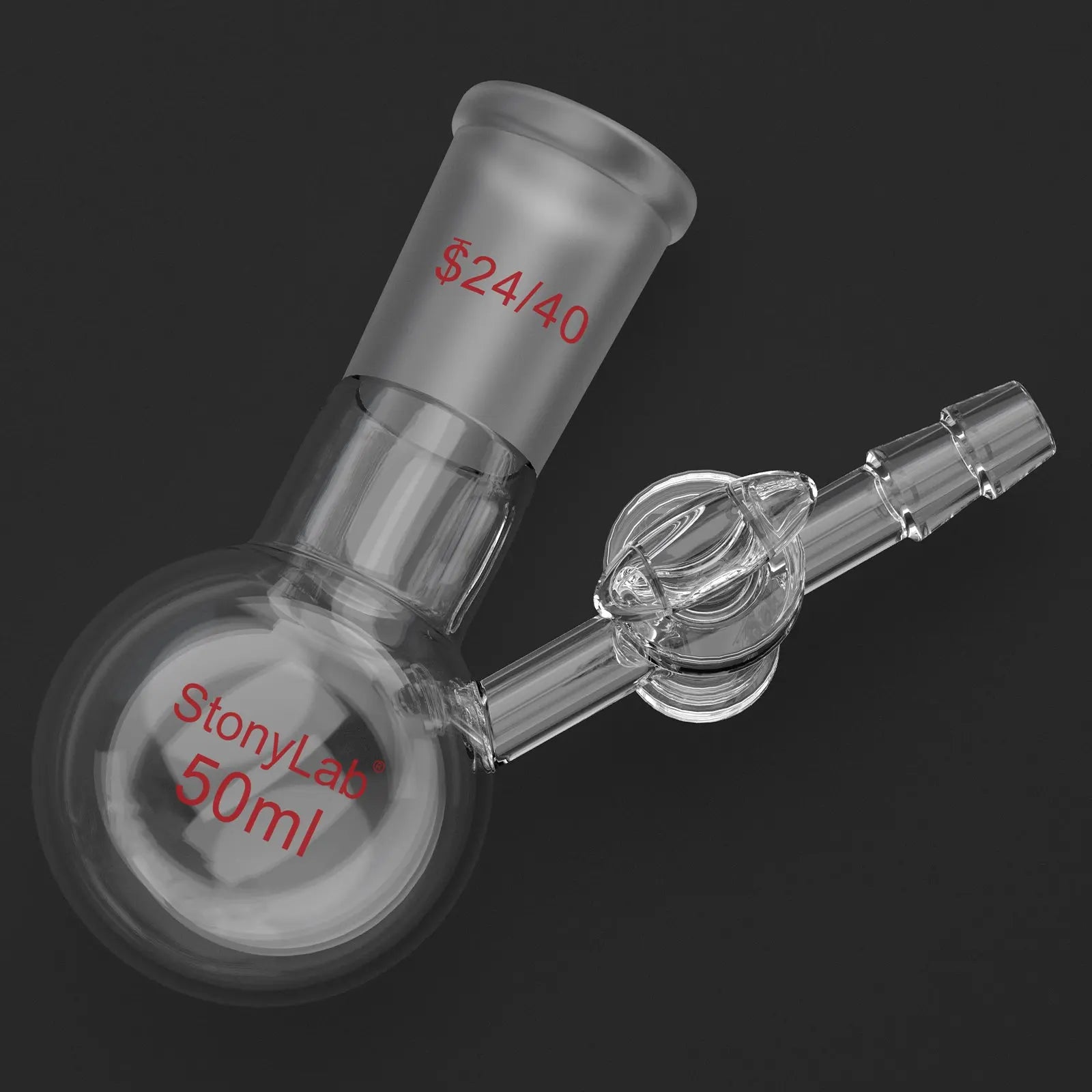 1 Neck Round Bottom Reaction Flask, 24/40 Joint, Glass Stopcock Valve, 50-1000 ml Flasks-Round Bottom-1 Neck