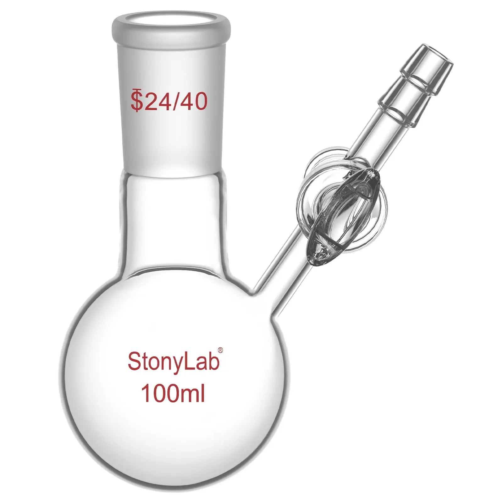 1 Neck Round Bottom Reaction Flask, 24/40 Joint, Glass Stopcock Valve, 50-1000 ml Flasks-Round Bottom-1 Neck
