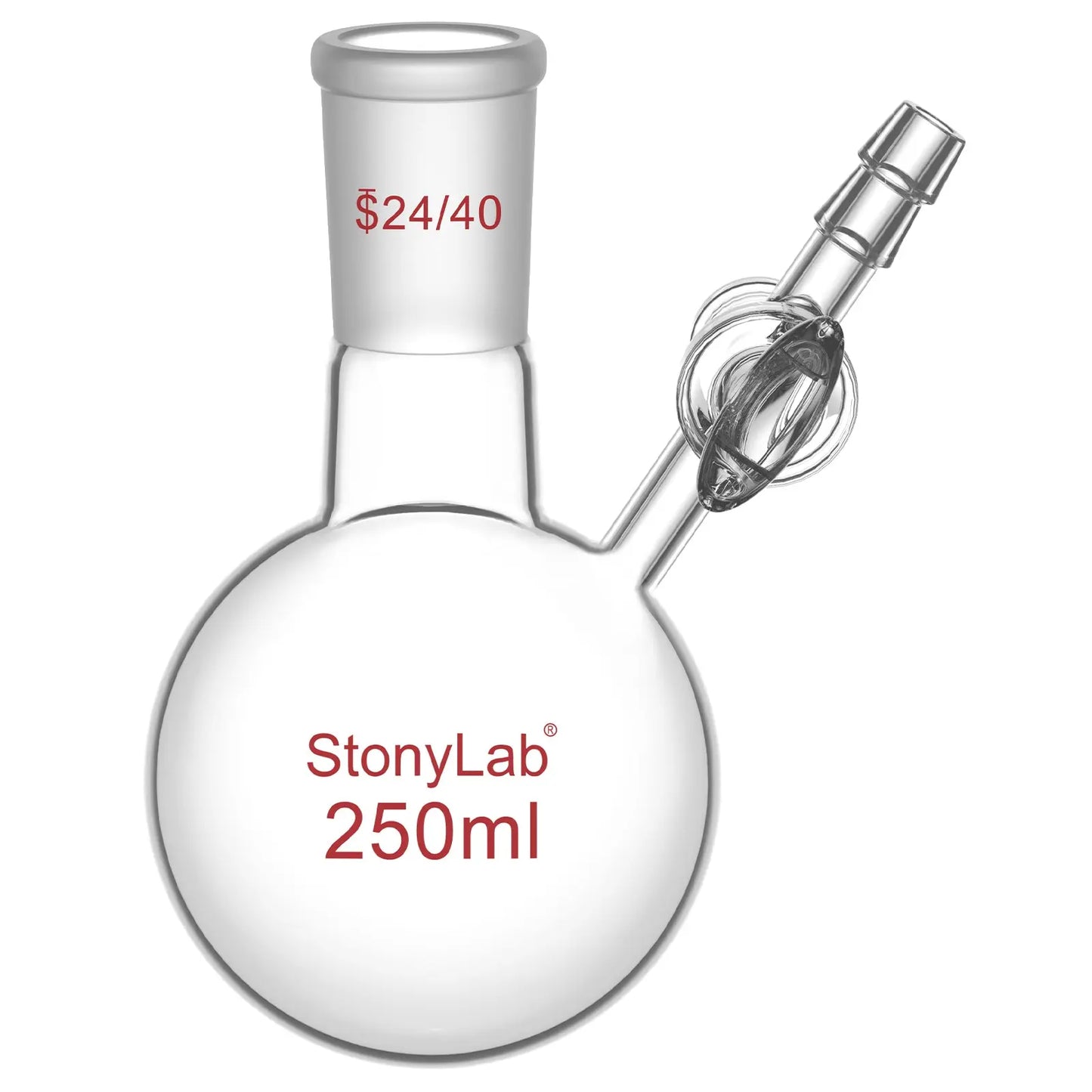1 Neck Round Bottom Reaction Flask, 24/40 Joint, Glass Stopcock Valve, 50-1000 ml Flasks-Round Bottom-1 Neck