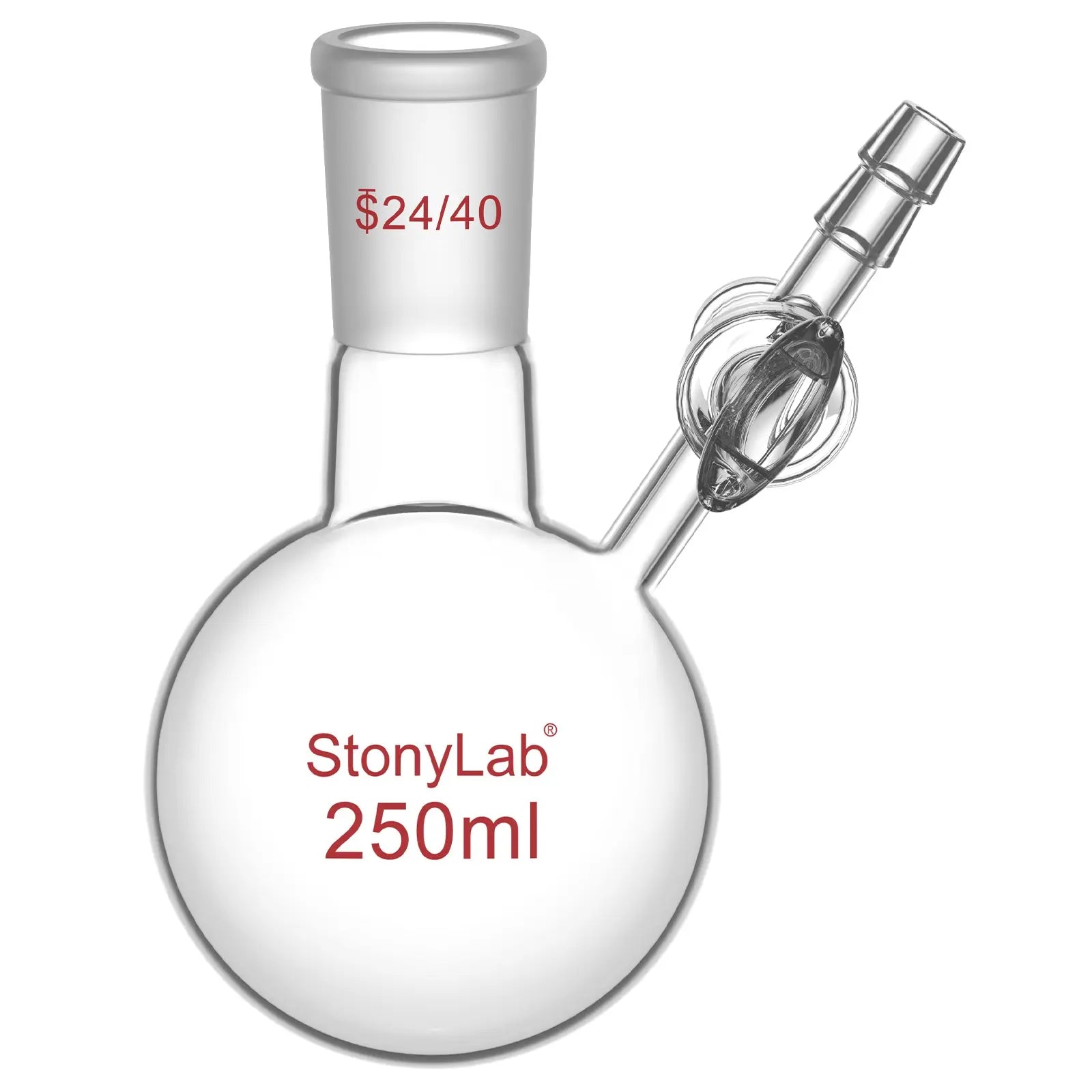 1 Neck Round Bottom Reaction Flask, 24/40 Joint, Glass Stopcock Valve, 50-1000 ml Flasks-Round Bottom-1 Neck