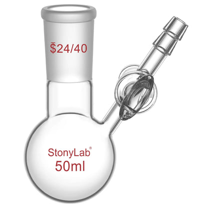 1 Neck Round Bottom Reaction Flask, 24/40 Joint, Glass Stopcock Valve, 50-1000 ml Flasks-Round Bottom-1 Neck