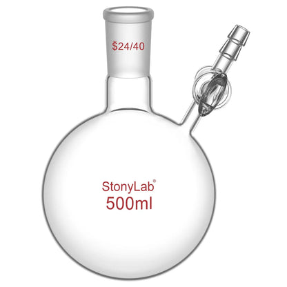 1 Neck Round Bottom Reaction Flask, 24/40 Joint, Glass Stopcock Valve, 50-1000 ml Flasks-Round Bottom-1 Neck