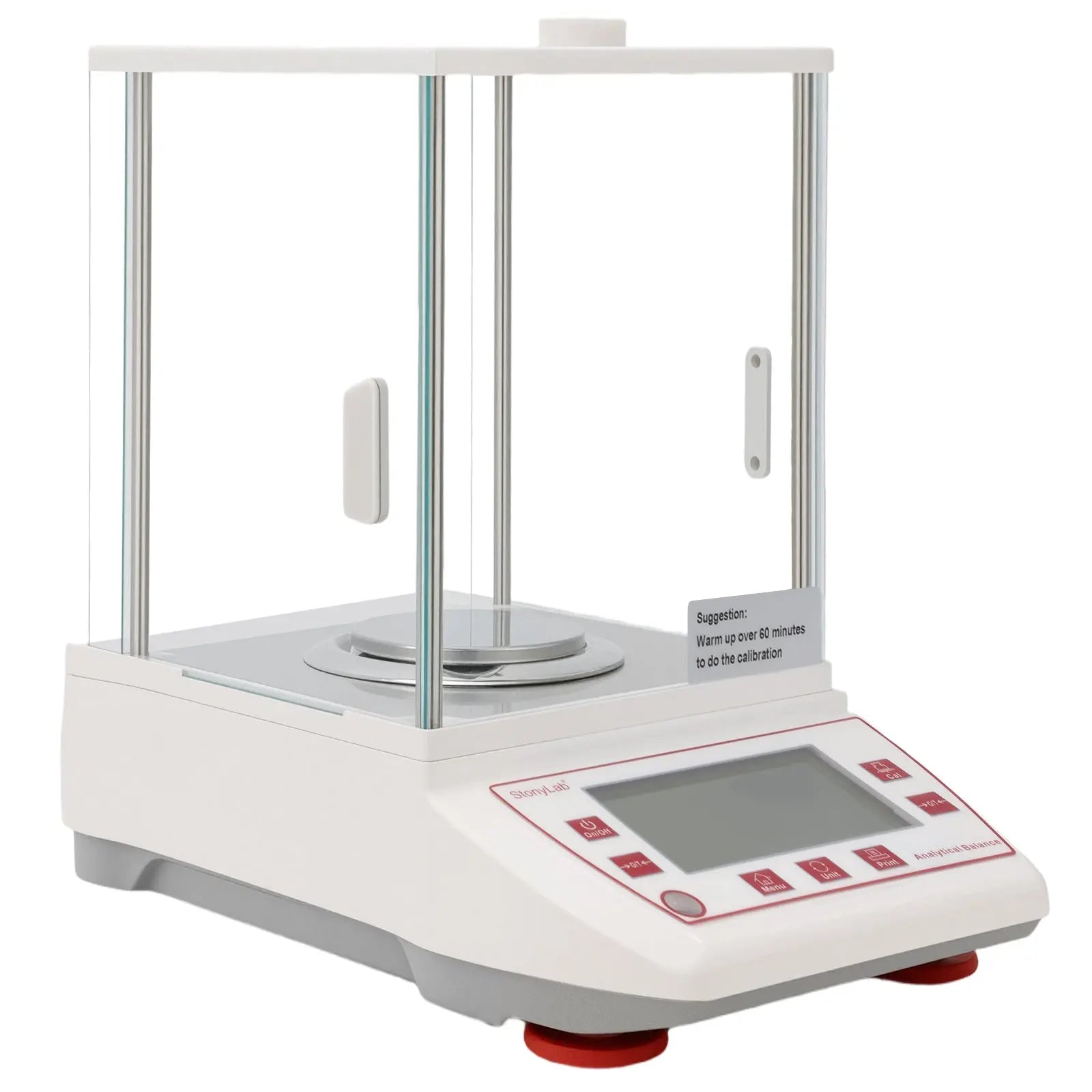 Side view and dimensional layout of the durable StonyLab Professional Analytical Balance (100-500 g)