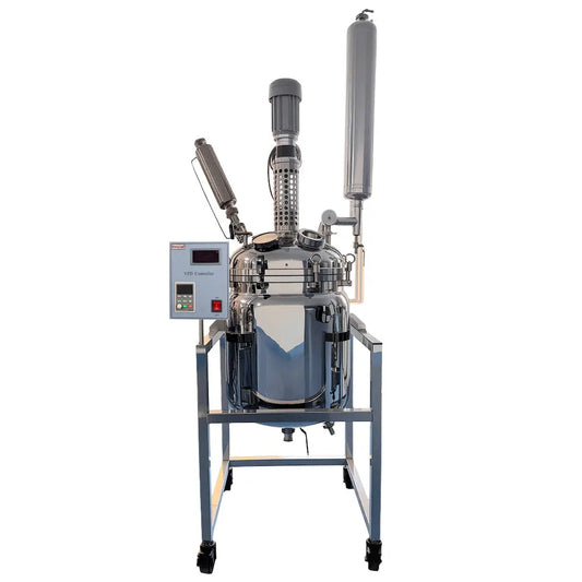100 L jacketed 316L stainless steel reactor with mechanical stirrer and shell-and-tube condenser for laboratory chemical synthesis StonyLab