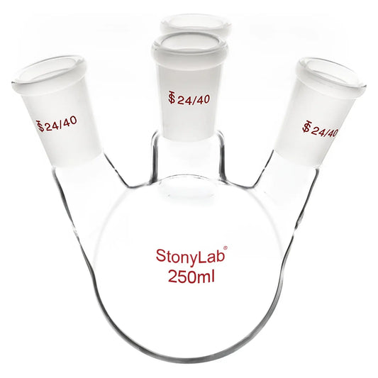 4 Neck Round Bottom Flask, 24/40 Standard Taper Outer Joint, 500/1000 ml - StonyLab Flasks - Round Bottom 250-ml