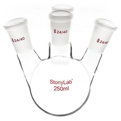 4 Neck Round Bottom Flask, 24/40 Standard Taper Outer Joint, 500/1000 ml - StonyLab Flasks - Round Bottom 250-ml