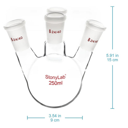 4 Neck Round Bottom Flask, 24/40 Standard Taper Outer Joint, 500/1000 ml - StonyLab Flasks - Round Bottom 