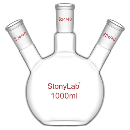 3 Neck Flat Bottom Flask, 24/40 Joint, 50-2000 ml