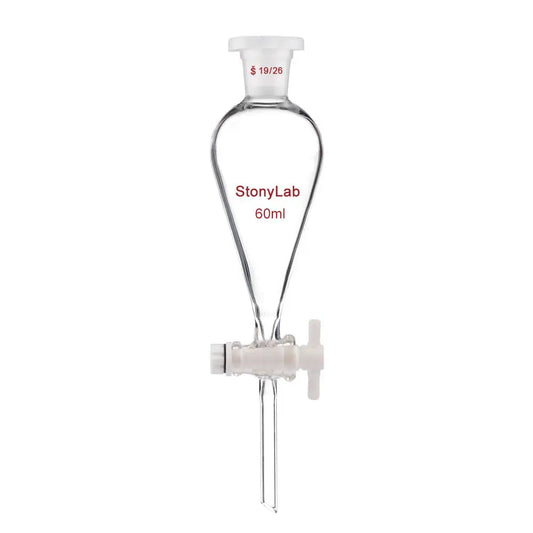 Conical Separatory Funnel with 19/26 Joints and PTFE Stopcock, 60/125 ml - StonyLab Funnels - Separatory 60-ml