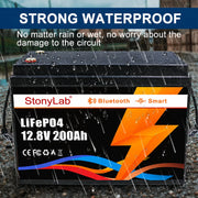 12 V LiFePO4 battery with Bluetooth app monitoring, 100 Ah 200 Ah 300 Ah 400 Ah 460 Ah and 600 Ah capacities for energy storage StonyLab