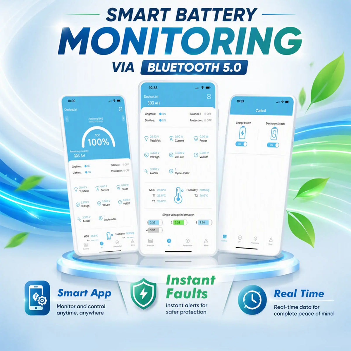 12 V LiFePO4 battery with Bluetooth app monitoring, 100 Ah 200 Ah 300 Ah 400 Ah 460 Ah and 600 Ah capacities for energy storage StonyLab