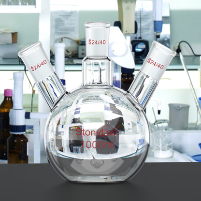 3-Neck Flat Bottom Flask, 24/40 Joint, 50-2000 ml
