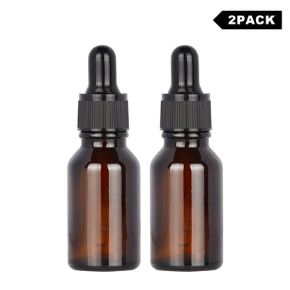 15 ml Amber Dropper Bottle, Glass Dropper with Inner Plug and Label - StonyLab Bottles - Dropper Bottles 2-Pack