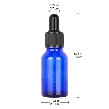 15 ml Cobalt Dropper Bottle, Glass Dropper with Inner Plug and Label Bottles - Dropper Bottles