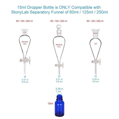 15 ml Cobalt Dropper Bottle, Glass Dropper with Inner Plug and Label Bottles - Dropper Bottles