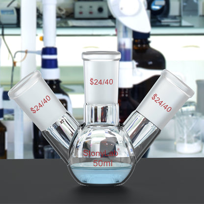 3-Neck Flat Bottom Flask, 24/40 Joint, 50-2000 ml