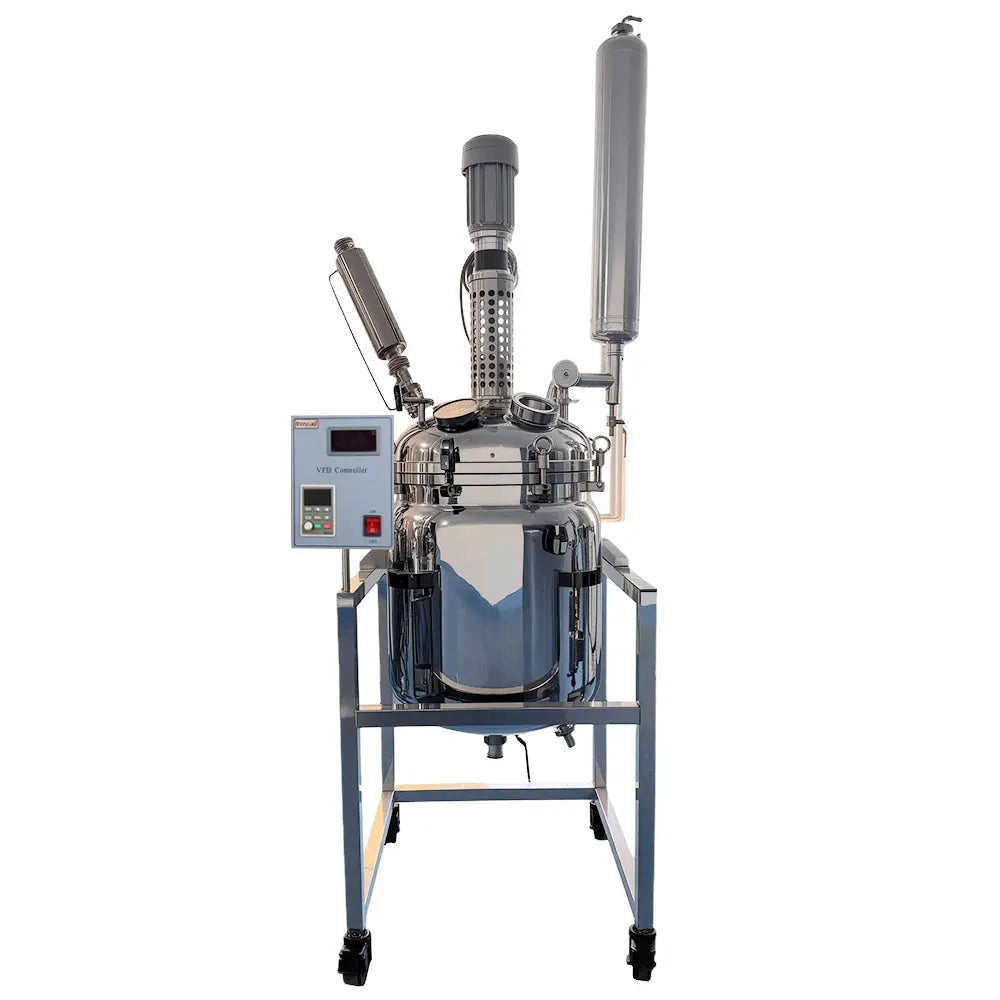 150 L jacketed 316L stainless steel reactor with mechanical stirrer and shell-and-tube condenser for laboratory chemical synthesis StonyLab