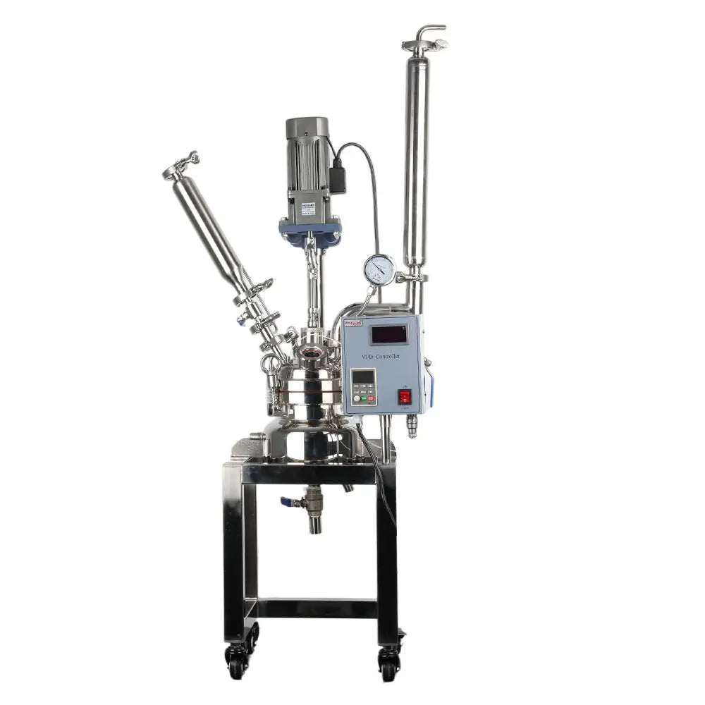 2 L jacketed 316L stainless steel reactor with mechanical stirrer and shell-and-tube condenser for laboratory chemical synthesis StonyLab
